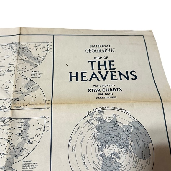 Vtg 1970 National Geographic Celestial Map of the Heavens Star Chart Poster - Picture 9 of 13